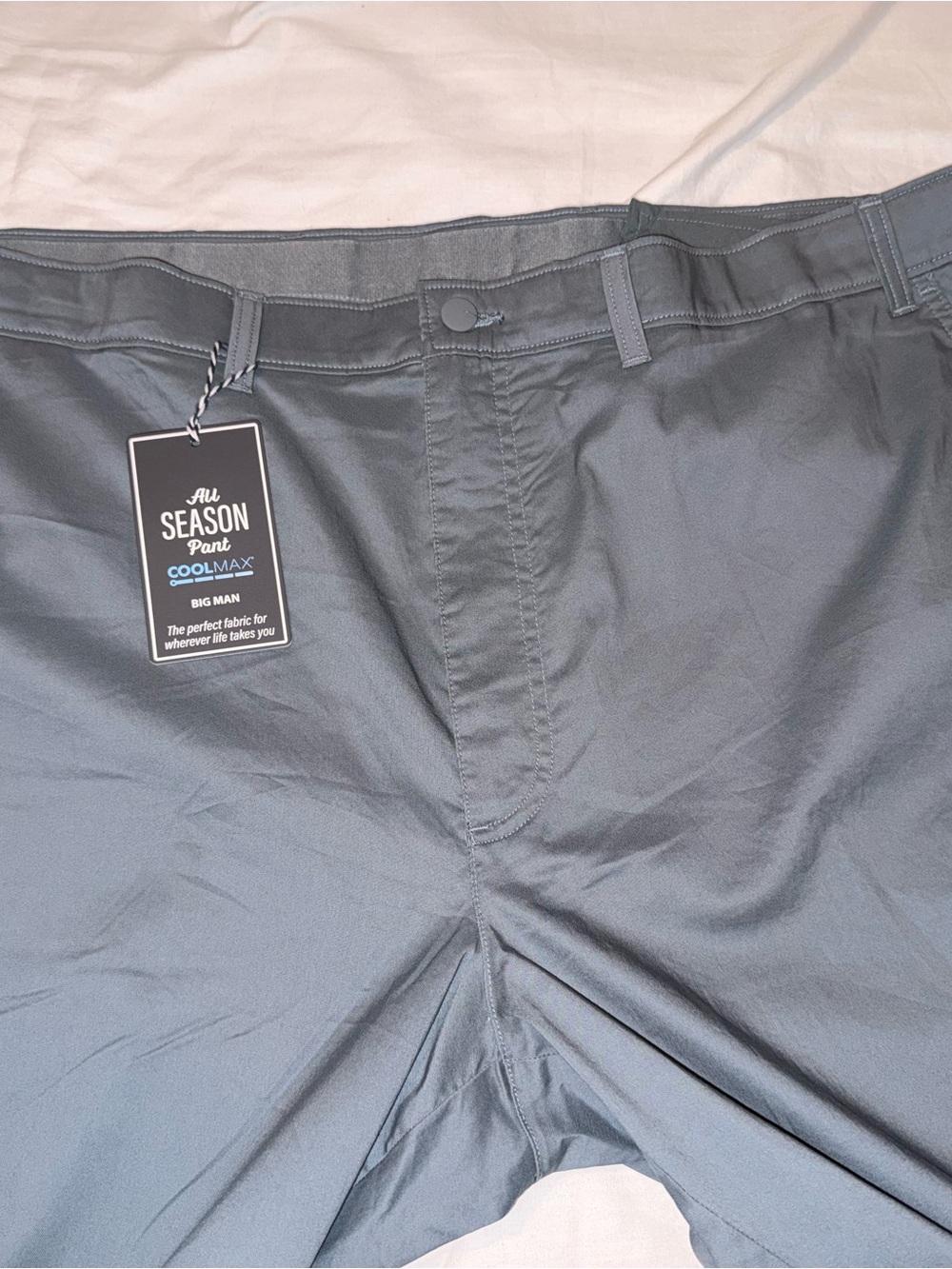 Roundtree & Yorke Coolmax All Season Pants Straight Fit Flat Front 46x32 Blue - Picture 5 of 6